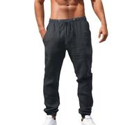 Celucke Pantaloni Lino Uomo Estivi Larghi Cotone Leggeri Pantalone Casual Comodo Lose Fit Sport Cotone Lunghi Larghi Traspirante Jogging Hose Sport Yoga Spiaggia Pantaloni 2025