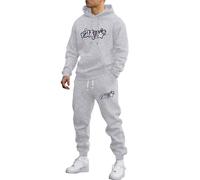 Celucke Tuta da Uomo 2 Pezzi Felpa Cappucciata e Pantaloni Maniche Lunghe Stile Y2K Streetwear Ginnastica Suit Invernale Cotone Comodo per Casual Fitness Jogging Gym M-3XL