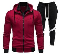 Celucke Tuta Uomo Completa con Zip Felpa con Cappuccio e Pantaloni Sportivi Maniche Lunghe Stile Y2K Streetwear Ginnastica Suit Invernale Cotone Comodo per Casual Fitness Jogging Gym M-3XL
