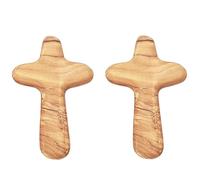 Celuicion 2 pezzi croce di consolazione - 10 cm croce a mano in legno di ulivo - benedetto & consacrato - croce della vita per guarigione, pellegrini, comunioni, cresime, battesimi - regalo per malati