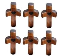 Celuicion 6 pezzi croce in legno intagliata piccola croce d'amore intagliata a mano con cuori in legno con cuori per preghiere di devozione, battesimo comunione