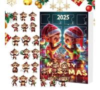 Celuicion Acrilico Scimmia Ornamento Calendario dell'Avvento | 24 pezzi Ciondolo di Natale in acrilico 2D - Decorazione per appartamento compleanno scuola aula
