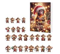 Celuicion Calendario 2025 Scimmia Albero di Natale Ciondolo Calendario,24 Parti 2D Acrilico Natale Scimmia Ciondolo - Decorazione per Appartamento Compleanno Scuola Aula