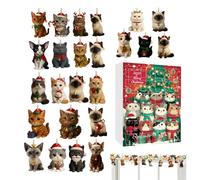 Celuicion Calendario natalizio per conto alla rovescia, 24 giorni in acrilico, giocattolo piatto, portachiavi, calendario dell'Avvento, per aula, ufficio, scrivania, albero per bambini, adulti e donne