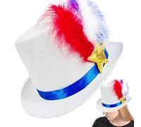 Celuicion Cappello rosso bianco e blu, cappello patriottico di fascia alta - Star Flag Patriotic Top Hat - Acconciatura da festa divertente per feste di carnevale, accessorio per sfilate di