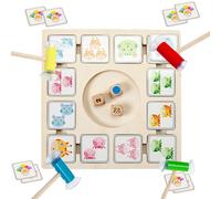 Celuicion Roll and Match Game, Dice Matching Game for Kids - Gioco da tavolo in legno, attività educative con 96 carte 3 Dice 4 Sticks di aspirazione, giocattolo prescolare per i 4 anni e più