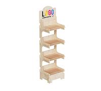 Cemab America, espositore in legno 4 piani con montaggio ad incastro, scaffalatura autoportante salvaspazio per prodotti in negozi e supermercati (43 cm, Personalizzato)