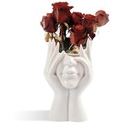 CEMABT Vaso per il Viso e Scrivania a Forma Femminile in Ceramica - Ideale per Scaffalatura, Decorazione Moderna da Tavolo, Semi-Faccia (Stile-B)