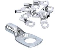 Cembre 10x Capicorda a Tubo A2-M8 in Rame Stagnato da 10 mmq | Connettori a compressione non isolati per cavi elettrici, foro di ispezione, ideali per auto e impianti domestici.