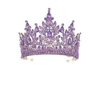 CEMELI 160 * 130MM Corona da sposa in cristallo barocco viola rosso per la cerimonia nuziale Tiara Principessa Regina Corona con strass Fascia da sposa per ragazza donna