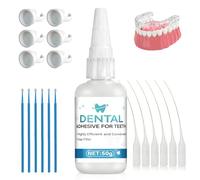 Cemento Dentale Definitivo, Cemento per Denti, Colla per Denti, Resistente Calore e All'acqua, Colla per Tecniche Odontoiatriche e Artigianato, 50g+ 6 Cotton Fioc + 6 Stabilizzatori