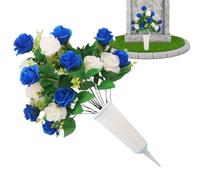 Cemetery Floral Arrangement, Realistic Graveside Decor, Premium Artificial Blooms with Greenery, UV Resistant Burial Flowers, Elegant Remembrance Petals, Lasting Outdoor Ornament for Veterans Park