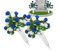 Cemetery Flowers for Grave | 2pcs Artificial Graveside Decor | Artificial Graveside Flowers - for Women Men Planners Visitors Caregivers Veterans Professionals Memorial Day Garden Park Roadside