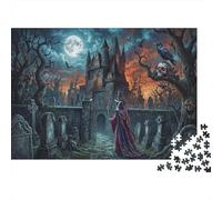 Cemetery Horror Castle Puzzle 1000 Pezzi,Sfida Impossibile,Idea Regalo,Gioco Educativo,Adulti E Ragazzi,Cartone Di Qualità,Decorazione Casa,dai 14 Anni,Antistress 38x26cm