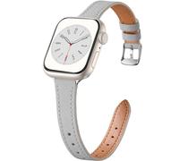 CeMiKa Cinturini Sottili Pelle Compatibile con Cinturino Apple Watch 38mm 40mm 41mm, Cinturino Vera Pelle Sottile per Apple Watch SE SE3/iWatch Series 11 10 9 8 7 6 5 4 3, Donne Uomini, Grigio/Argento