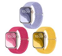 CeMiKa Cinturino Intrecciato Compatibili con Cinturino Apple Watch 40mm 41mm 42mm 38mm,Cinturini Sport Solo Loop Elastico Tessuto Nylon per iWatch Series 10 9 8 7 SE 6 5 4 3 Ultra,Donne Uomo,3Pz