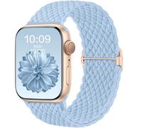 CeMiKa Cinturino Intrecciato Compatible per Apple Watch 45mm 46mm 44mm 49mm, Sport Nylon Ricambio Elastica Cinturini per iWatch Series 10 9 8 7 6 SE 5 4 3 Ultra 2 1,Donna Uomini,Azzurro chiaro
