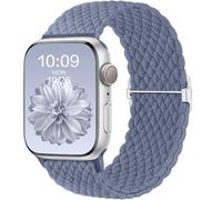 CeMiKa Cinturino Intrecciato Compatible per Apple Watch 45mm 46mm 44mm 49mm Uomini Donna, Sport Nylon Ricambio Elastica Cinturini per iWatch Series 10 9 8 7 6 SE 5 4 3 2 1 Ultra 2/Ultra,BluGrigio