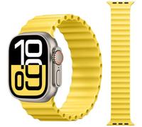 CeMiKa Cinturino Sportivo Ocean Solo Loop per Apple Watch 49mm 46mm 45mm 44mm 42mm, Compatibile con iWatch Ultra 2 Ultra Serie 10 9 8 7 6 5 4 3 2 1, Silicone, Giallo
