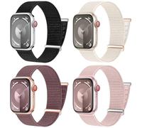 CeMiKa Compatibile con Cinturino Apple Watch 41mm 42mm 40mm 38mm Donne Uomini,Cinturini in Nylon Morbida e Regolabile con Velcro Sport Loop per iWatch Serie 10 9 8 7 SE 6 5 4 3 Ultra 2 1, Pkg 4