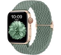 CeMiKa Compatible per Cinturino Apple Watch 45mm 46mm 44mm 49mm Uomini Donna, Intrecciato Sport Nylon Ricambio Elastica Cinturini per iWatch Series 10 9 8 7 6 SE 5 4 3 2 1 Ultra 2/Ultra, Verde