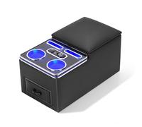 CEMOFE Console Centrale Auto Universale con Vani Portaoggetti, Luci LED a 7 Colori e Porte USB, Box Portaoggetti in Acrilico per Van, SUV, lkw, Bus, Auto, Auto Oltre 4.7 m