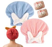 Cemssitu 2 Pack Super Absorbent Hair Towel Wrap for Wet Hair, Hair Drying Caps for Women Fast Dry, Microfiber Dry Hair Towel Bandana, Hair Towel cap for Long Hair (A)