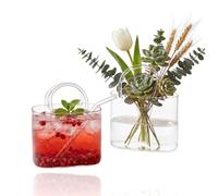 Cemssitu Glass Purse for Drinks with Straw, Handcrafted Handbag Drinking Glasses for Women, Unique Cocktail Wine Cup, Aesthetic Clear Purse Vase for Flowers, Cute Creative Home Bar Decor (White 2PCS)
