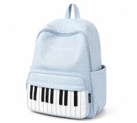 Cemssitu Piano Backpack for Women, Polka Dot Backpack with Keyboard Design, Cute Y2K Music Daypack for Travel, Work and Daily Use (Blue-A,Standard)