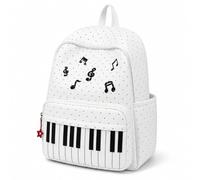 Cemssitu Piano Backpack for Women, Polka Dot Backpack with Keyboard Design, Cute Y2K Music Daypack for Travel, Work and Daily Use (White-C,Standard)