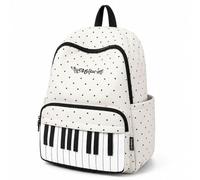Cemssitu Piano Backpack for Women, Polka Dot Backpack with Keyboard Design, Cute Y2K Music Daypack for Travel, Work and Daily Use (White-A,Standard)