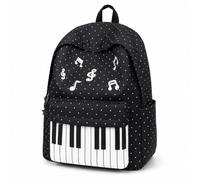 Cemssitu Piano Backpack for Women, Polka Dot Backpack with Keyboard Design, Cute Y2K Music Daypack for Travel, Work and Daily Use (Black-B,Standard)