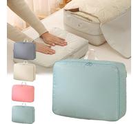 Cemssitu Ultra Space Saving Self Compression Organizer, Heavy Duty Moving Bags, Compression Packing Cubes for Travel, Compression Storage Packing Bags for Clothes, Comforters (Blue,S)