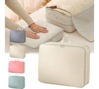 Cemssitu Ultra Space Saving Self Compression Organizer, Heavy Duty Moving Bags, Compression Packing Cubes for Travel, Compression Storage Packing Bags for Clothes, Comforters (Beige,S)