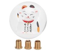 CEMTUKLBP Universal Lucky Cat Gear Shift Knob, Acrylic Gear Stick Shift Knob with 3 Adapters M8 M10 for Manual Automatic Transmission, Translucent Shifter Head for Car Interior Accessories