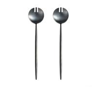 Cena con stile con questa elegante coppia di forchette da insalata con manico lungo realizzate in acciaio inossidabile 304 (nero)