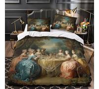 Cena elegante per signore copripiumino 3 Pezzi morbida stampa 3D con federa per cuscini cerniera nascosta Raduno nel giardino barocco Set Di Copripiumino for adulti e ragazze Single（135x200cm）