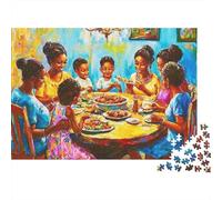 Cena en familia africana Puzzle 1000 Pezzi Cartone Spesso Per Bambini, Puzzle Relax Mentale, Divertimento Pausa Ufficio, Puzzle Più Venduto Per La Famiglia 52x38cm/1000pcs