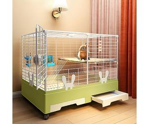 CENAP Box per Piccoli Animali, conigliera, Box in Metallo, Gabbia per Conigli per Interni ed Esterni, con fasciatoio a Doppio cassetto, con rulli, Libero di muoversi, per Cuccioli, Gattini, conigl