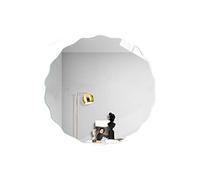 CENAP Specchio da toeletta con Bordo Ondulato Tondo, Specchio da Bagno Senza Cornice Montato a Parete, Bordo smussato, Specchio da Parete Moderno per Soggiorno Camera da Letto Bagno, Due opzioni d