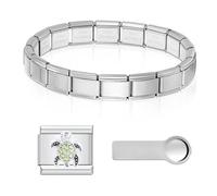 CENCERY Kit di base per braccialetti con ciondoli italiani 3 in 1, bracciale a maglie italiane in acciaio inossidabile dorato da 9 mm con ciondoli e strumento di rimozione (Tartaruga)