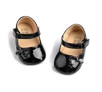 CENCIRILY Mary Jane - Scarpe da bambina antiscivolo, con fiocco e suola morbida, per abito da sposa da 0 a 18 mesi, A02 nero, 0-6 mesi