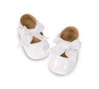 CENCIRILY Mary Jane - Scarpe da bambina antiscivolo, con fiocco e suola morbida, per abito da sposa da 0 a 18 mesi, A03 bianco., 12-18 mesi