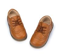 CENCIRILY - Scarpe Oxford per bambini e bambine, con lacci, antiscivolo, suola con texture, mocassini piatti, per ragazzi piccoli, classiche, per la scuola, da uniforme, Marrone, 26 EU