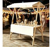 cendbirut Carrello Alimentare Portatile con baldacchino, Carrello di Venditore Alimentare Portatile all'aperto, per Il Mercato Notturno, fiere e Centri Commerciali,Bianca,150 * 60cm