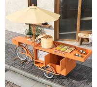 cendbirut Carrello Venditore Mobile a Tre Ruote, Carrello Bici a Pedali di Grande capacità con Ombrello, Carro Vendi Fast Food a Tre Ruote per Vendita su Strada, Stands all'Aperto e Campeggi,C