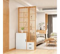 Cendbirut Corridoio d'ingresso Pannello divisorio a colonna, Separatore di stanza indipendente, Decorazione d'ingresso con listelli di legno e cassetto per scarpiera per ingressi e studi,H78.7*L39.4IN