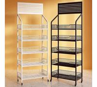 cendbirut Espositore per dolciumi al Dettaglio, espositore per Snack in Metallo a 5 Ripiani, scaffale per Snack da supermercato Commerciale con Ruote e 15 Ganci,Nero,5 Tier