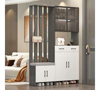 cendbirut Pareti Divisorie a Pannello, Schermi, Separé per Stanza, Schermo Divisorio per Ingresso, Colonna dal Pavimento al Soffitto con Mobile con Ripiano, Listelli in Legno,A White+Gray,63"