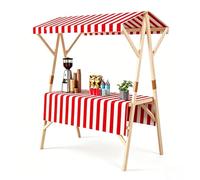 cendbirut Rack Pieghevole del Mercato con baldacchino, Carrello Pieghevole del Venditore all'aperto, Carrello Commerciale Mobile del Venditore di Cibo di Strada, per Il Mercato,Rosso,150 * 60cm